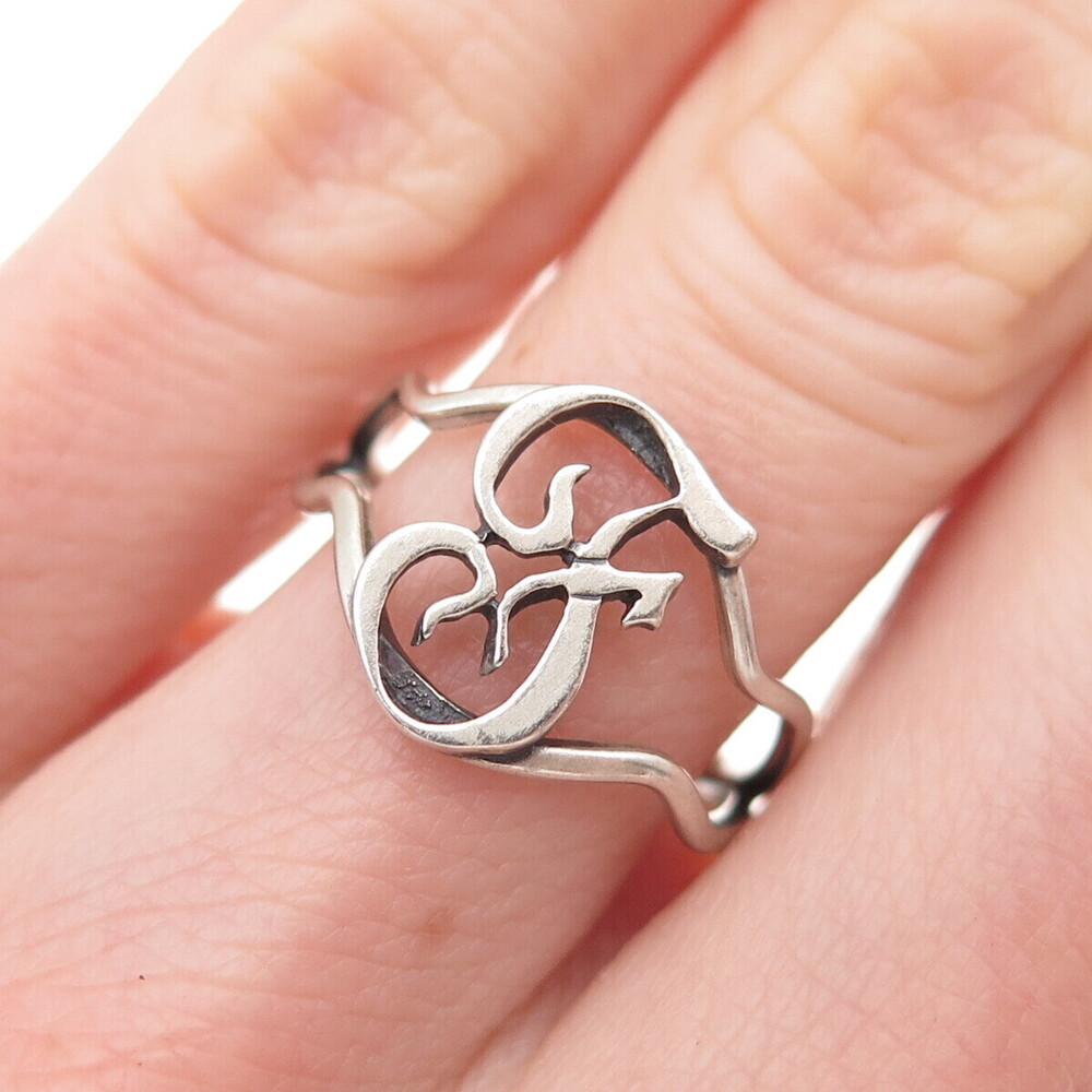 BEAU 925 Sterling Silver Vintage Letter F Initial Adjustable Ring Size 6.25